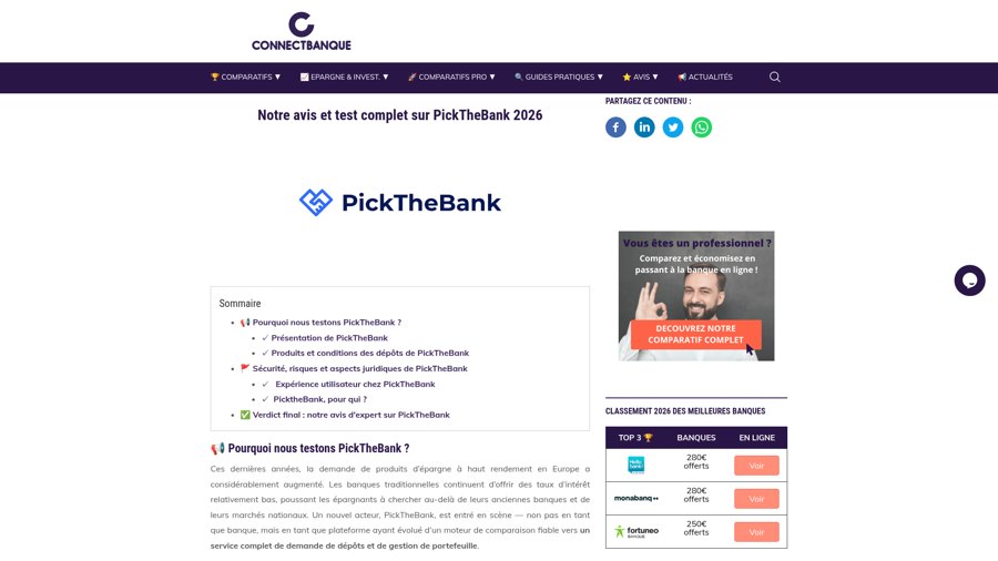 ConnectBanque article about PickTheBank