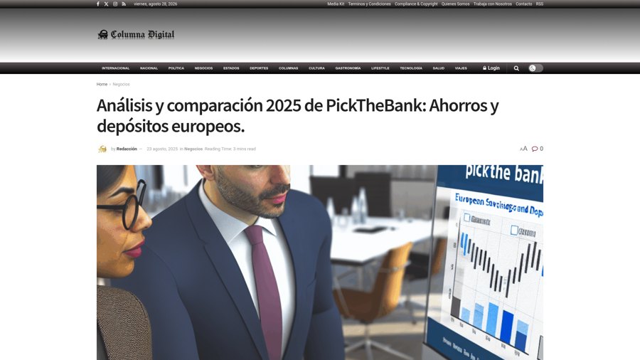 Columna Digital article about PickTheBank