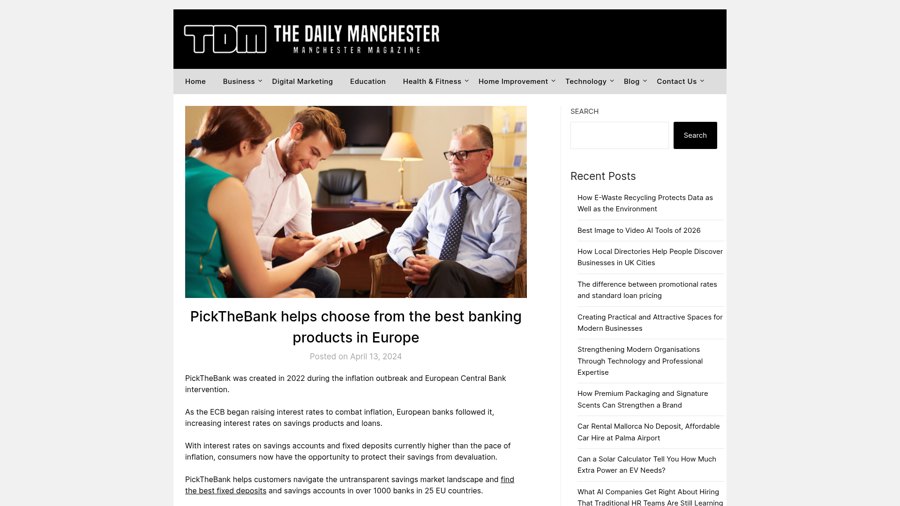 The Daily Manchester article about PickTheBank