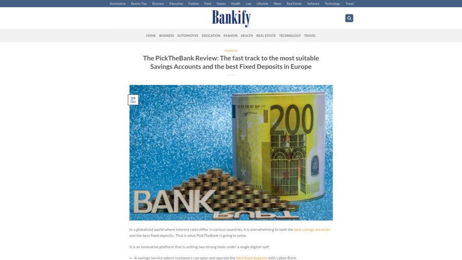 Thebankify article about PickTheBank