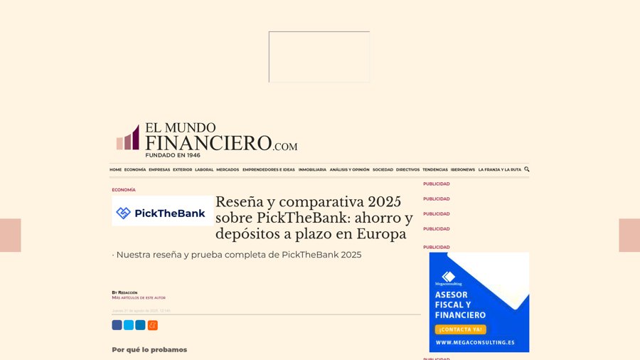 El Mundo Financiero article about PickTheBank